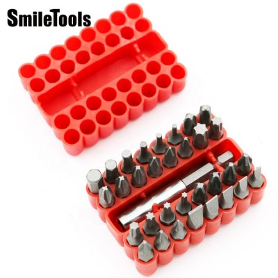 33pcs Tamper Proof CRV6150 Torx Hex Star Bit Set with Magnetic Holder for Any Drills Nutdrivers Bits with Storage Case